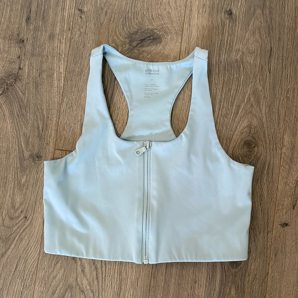 EUC Girlfriend Collective Zip Front Paloma in Sky size M sold out style & color